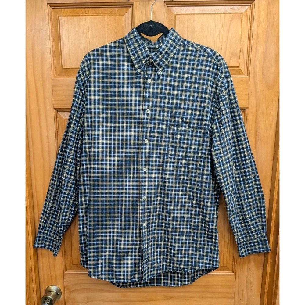 Structure Men's Medium Blue Plaid Flannel Button-Down Front Shirt